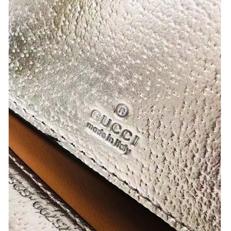 Gucci Women Jackie 1961 Lamé Mini Bag Silver Lamé Leather