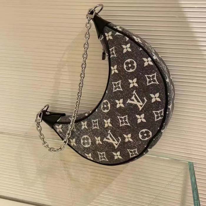Louis Vuitton LV Women Loop PM Bag Gray Denim Textile Jacquard