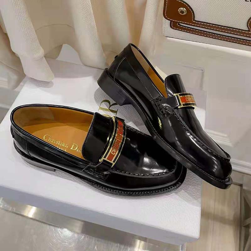 Dior Women Shoes Dior Code Loafer Black Brushed Calfskin