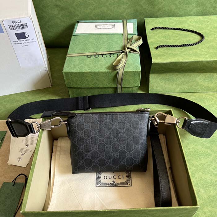 Gucci Unisex Messenger Bag Interlocking G Black GG Supreme Canvas