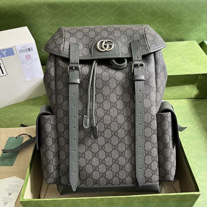 Gucci Unisex Ophidia GG Medium Backpack Grey Black GG Supreme Canvas