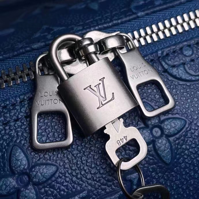 Louis Vuitton LV Unisex Keepall Bandoulière 50 Weekend Bag Denim Blue Cowhide Leather