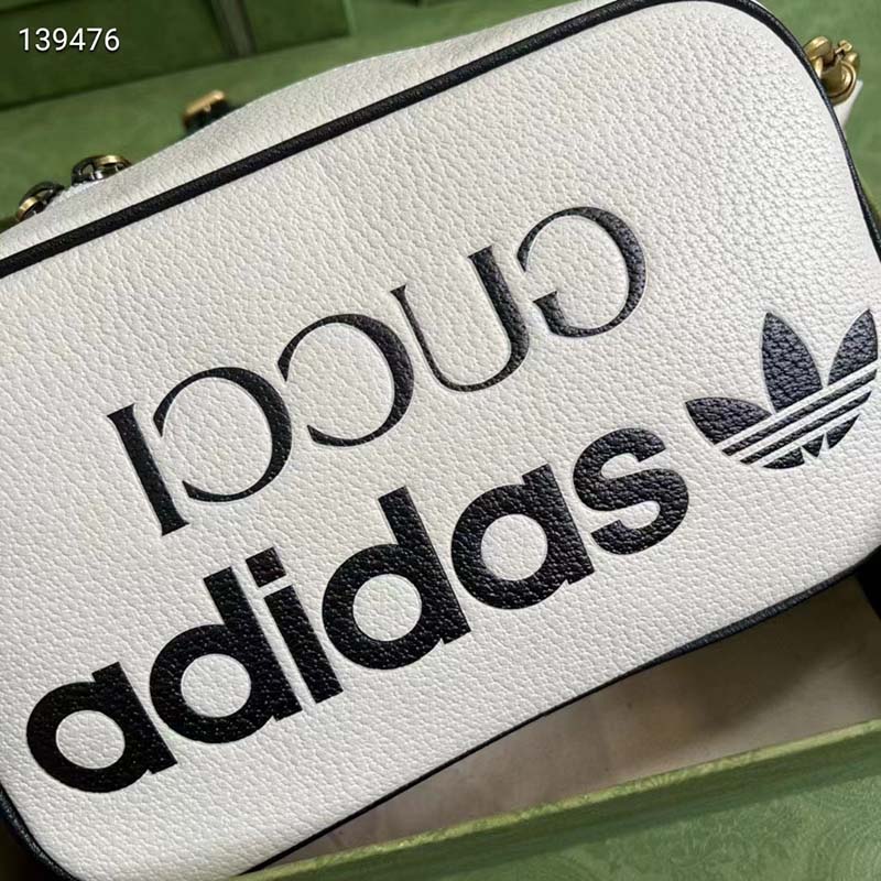 Gucci Unisex Adidas x Gucci Small Shoulder Bag White Leather Interlocking G