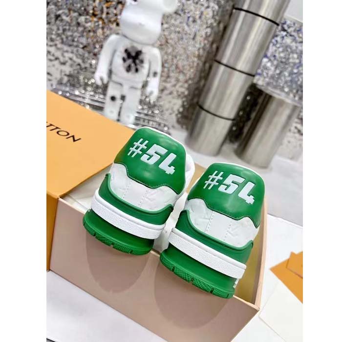 Louis Vuitton Unisex LV Trainer Sneaker Green Mini Monogram Embossed Calf Leather