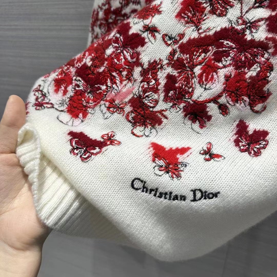 Dior Men CD Embroidered Sweater Red Cashmere Knit Le Cœur