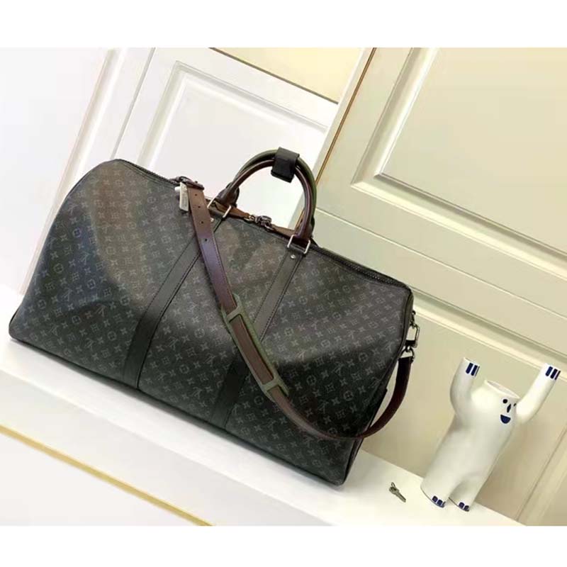 Louis Vuitton LV Unisex Keepall Bandoulière 45 Bag Coated Canvas Cowhide Leather