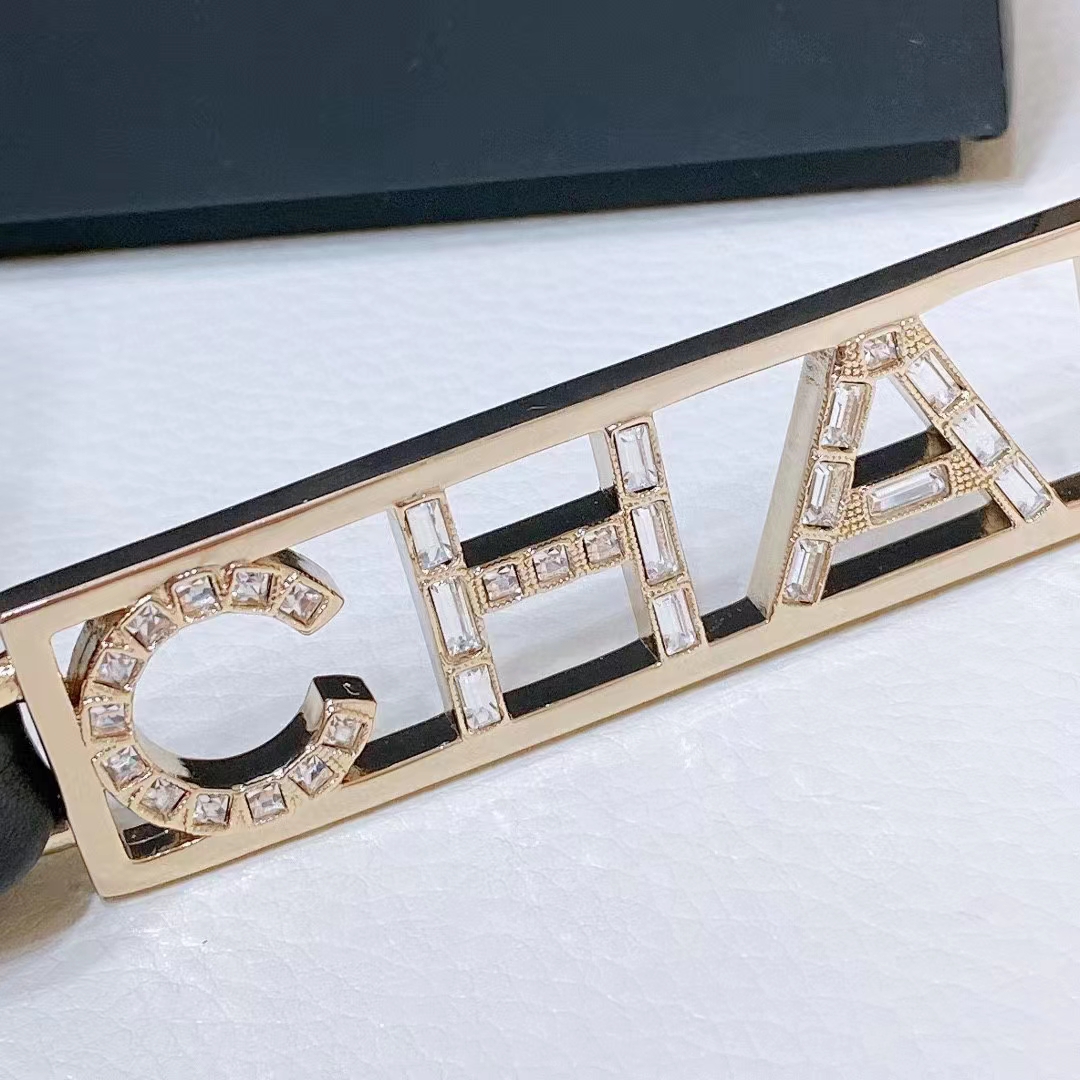 Chanel Women CC Chain Belt Lambskin Gold-Tone Metal Strass Black