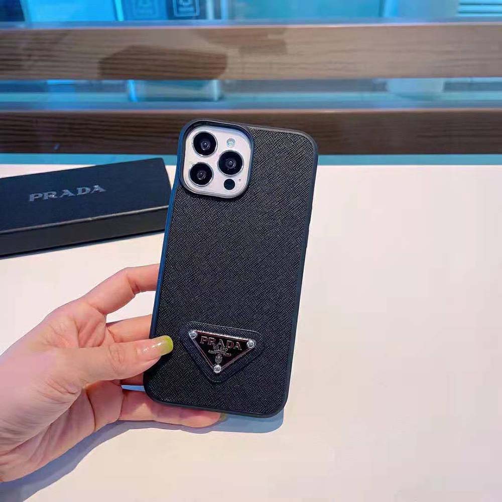 Prada Women Saffiano Leather iPhone Cover-Black