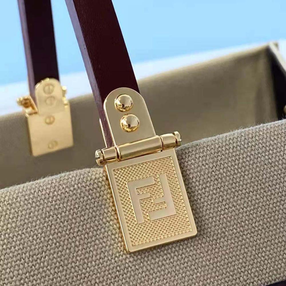 Fendi Women Fendi Sunshine Medium Beige Canvas Bag