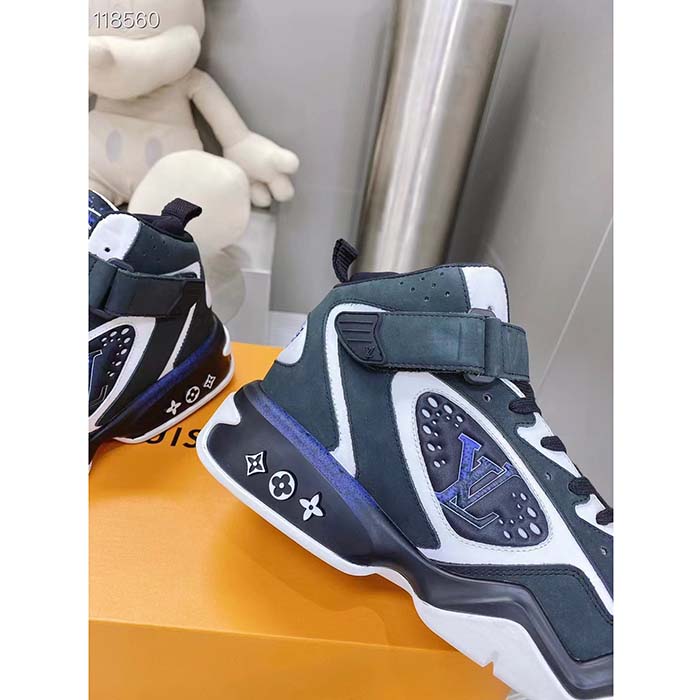 Louis Vuitton LV Unisex Trainer 2.0 Sneaker Boot Black Suede Calf Leather