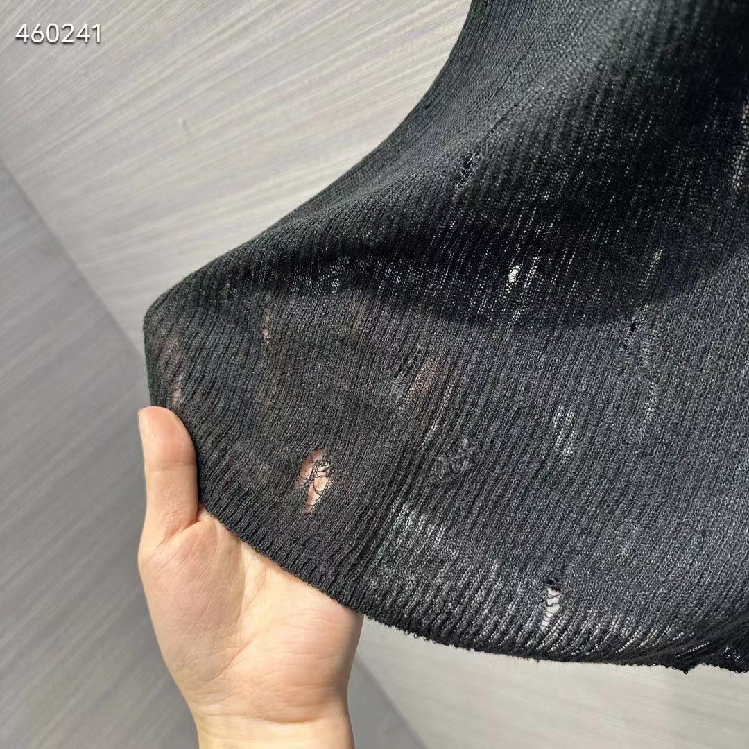 Dior Women CD Tank Top Black Technical Linen Knit