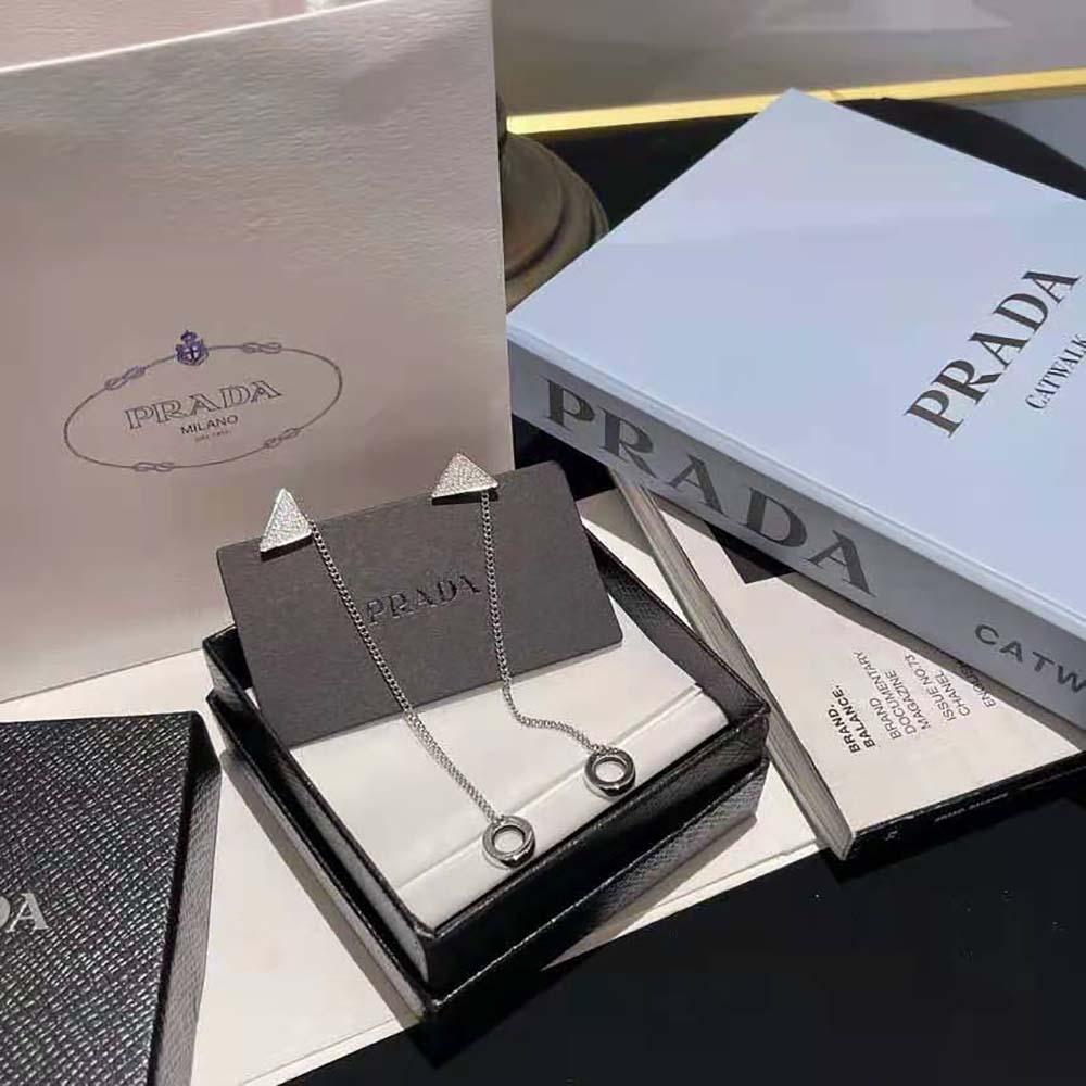 Prada Women Crystal Logo Jewels AirPods Pendant Earrings