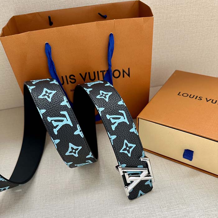 Louis Vuitton Unisex LV Shape 40mm Reversible Belt Monogram Playground Canvas Front Side