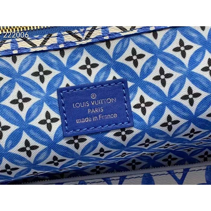 Louis Vuitton LV Unisex Neverfull MM Blue Monogram Coated Canvas Textile Lining