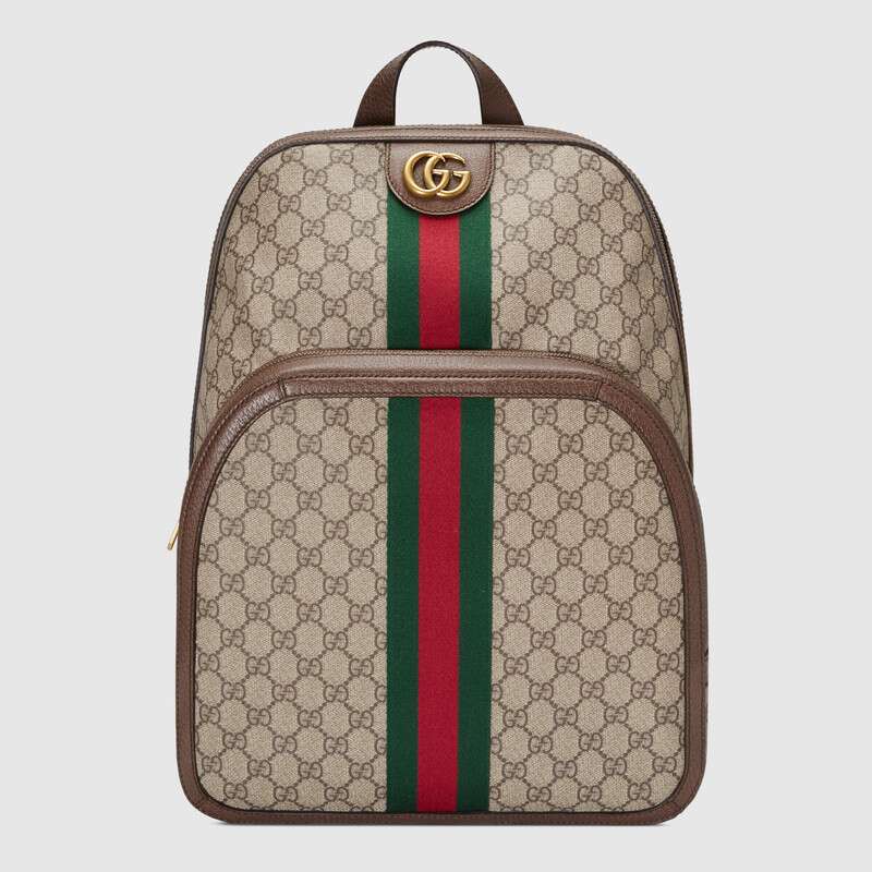 Gucci GG Unisex Ophidia GG Medium Backpack in Beige/Ebony GG Supreme Canvas