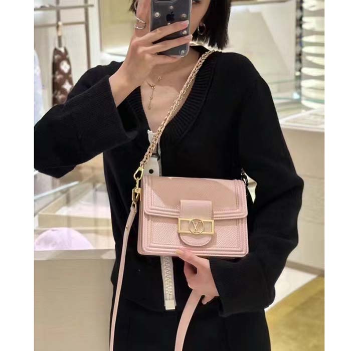 Louis Vuitton LV Women Mini Dauphine Handbag Pink Epi Grained Cowhide Leather
