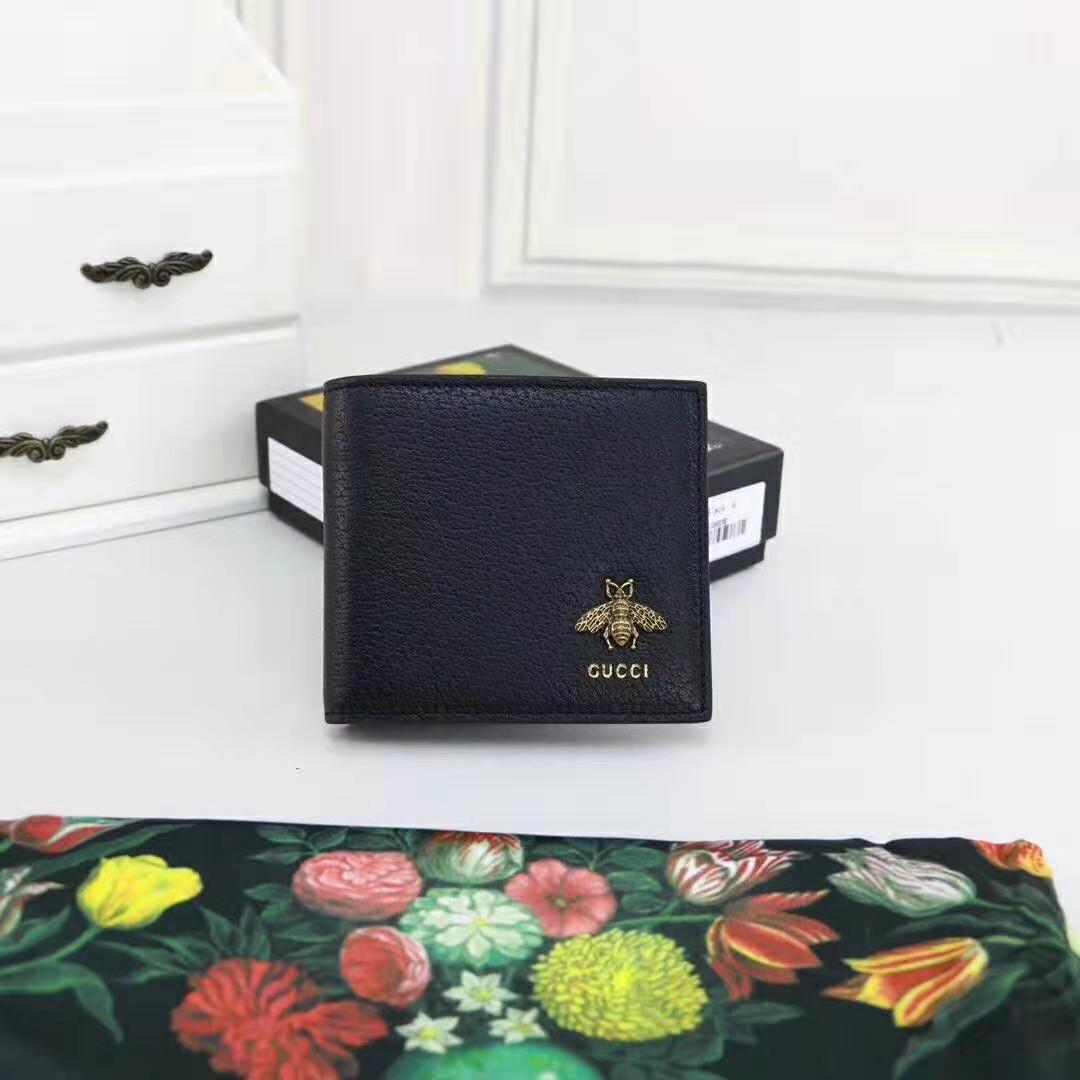 Gucci GG Unisex Animalier Leather Wallet in Black Leather