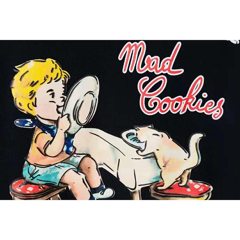 Gucci Men Gucci ‘Mad Cookies’ Print Sweatshirt Cotton Crewneck Slim Fit-Black