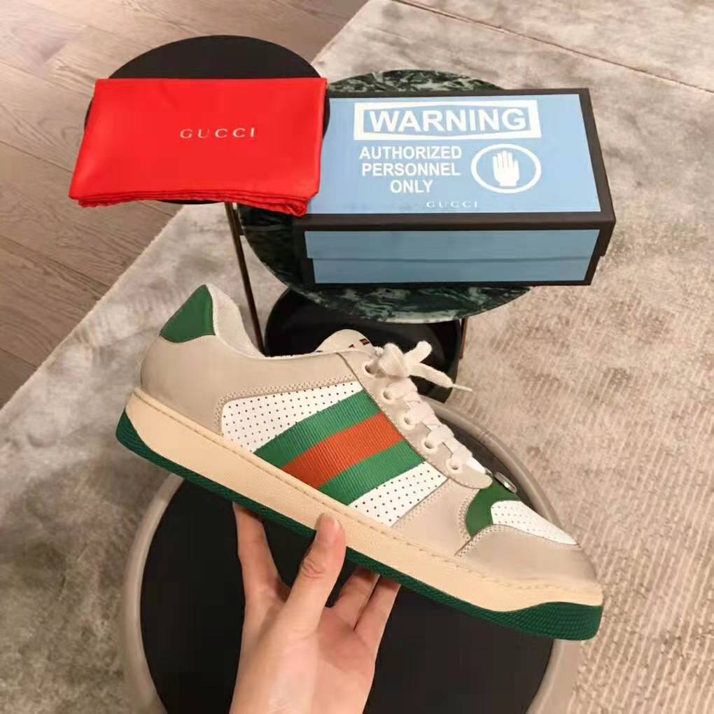 Gucci Men Screener Leather Sneaker 3.6cm Height-Green