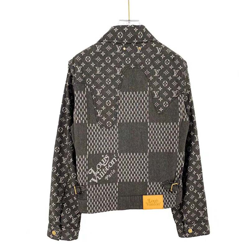 Louis Vuitton Women Giant Damier Waves Monogram Denim Jacket Cotton Regular Fit-Black