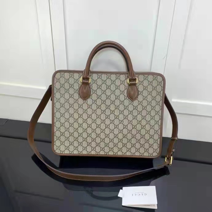 Gucci Unisex Medium Tote Interlocking G Beige Ebony GG Supreme Canvas