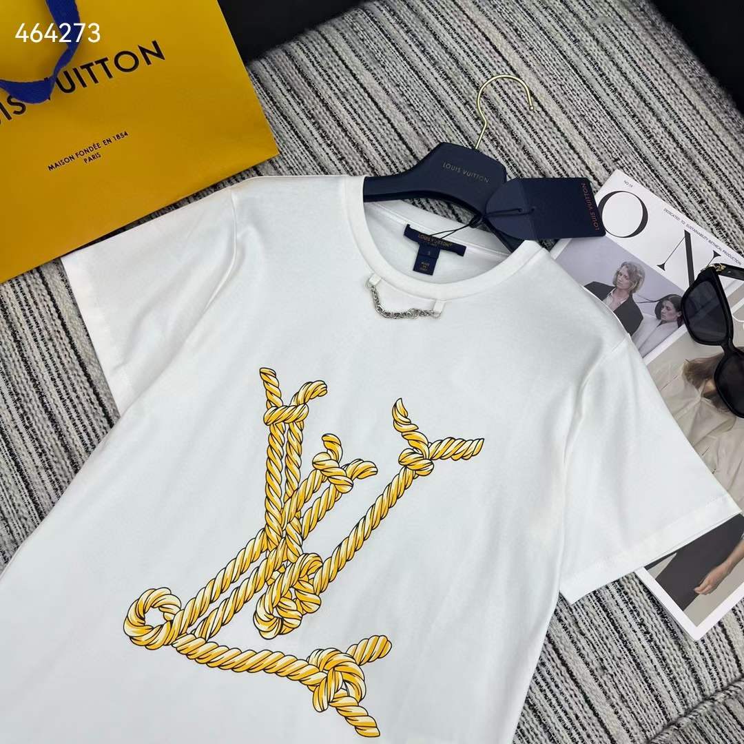 Louis Vuitton Women Nautical LV T-Shirt Cotton White 1AFMZ4