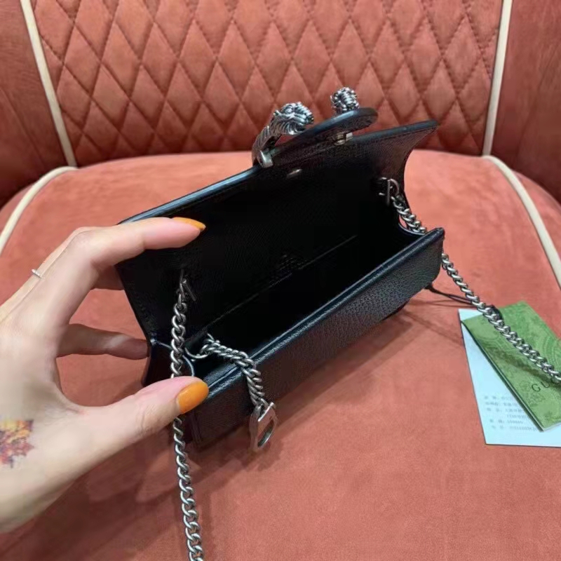 Gucci Women Dionysus Small GG Shoulder Bag Black GG Denim Jacquard Leather