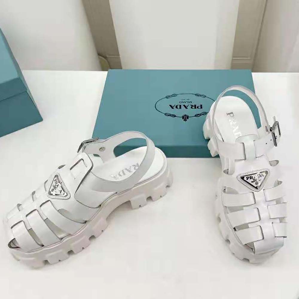 Prada Women Foam Rubber Sandals in 55 mm Heel Height-White