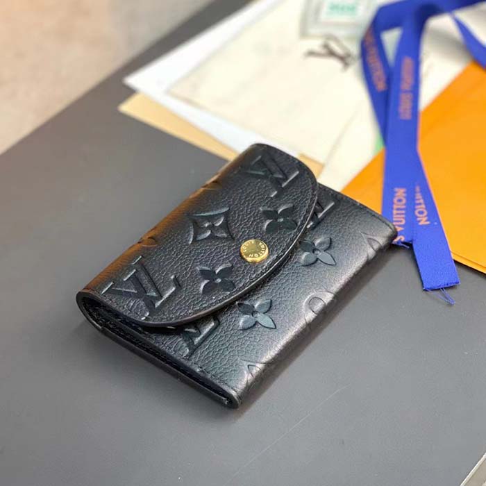 Louis Vuitton LV Unisex Rosalie Coin Purse Black Monogram Empreinte Embossed Supple Grained Cowhide Leather