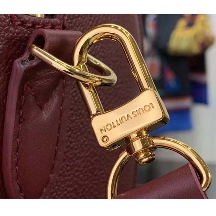 Louis Vuitton LV Women Speedy Bandoulière 25 Wine Red Monogram Empreinte Embossed Grained Cowhide Leather
