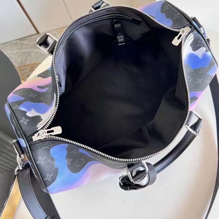 Louis Vuitton LV Unisex Keepall Bandoulière 55 Sunrise Monogram Eclipse Coated Canvas