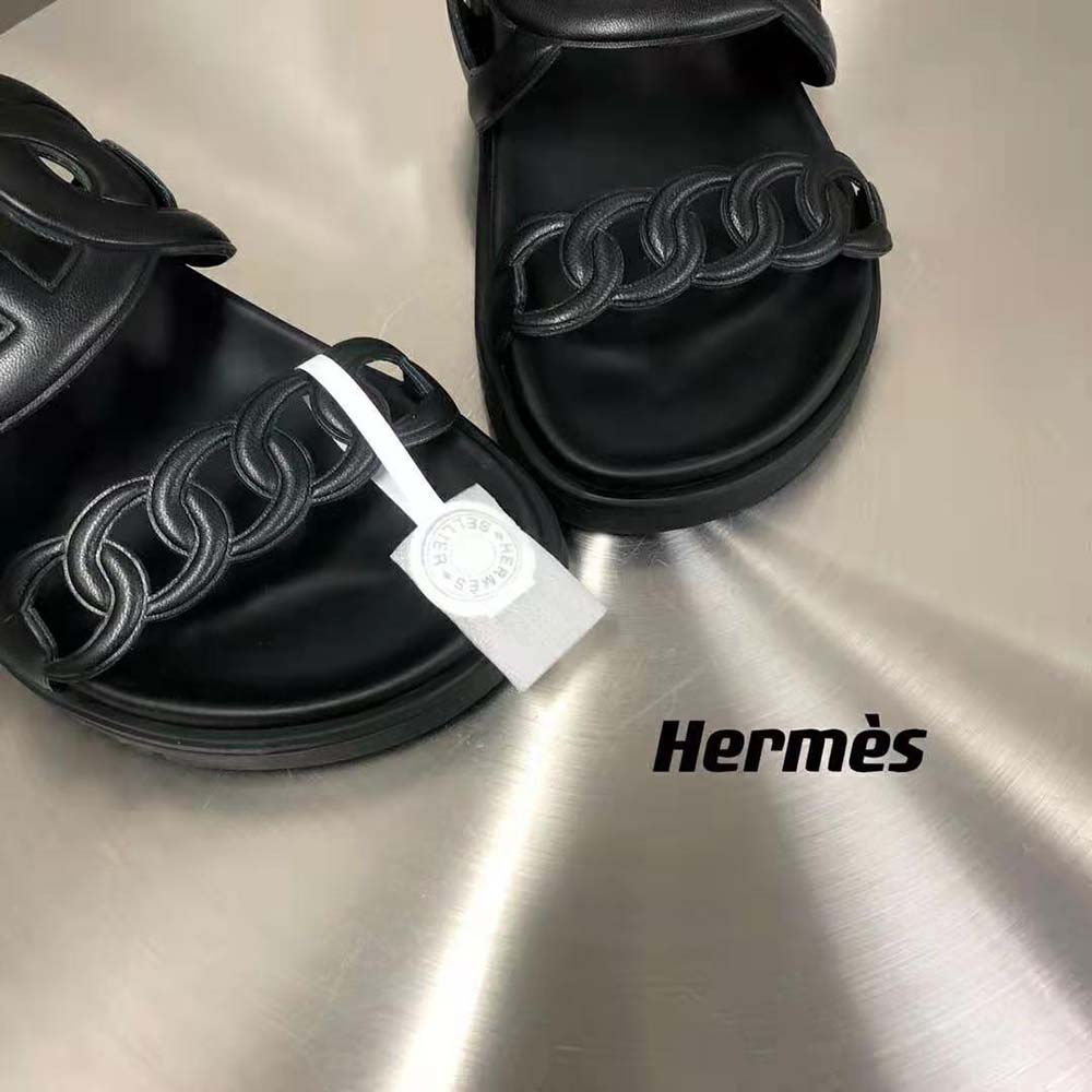 Hermes Women Extra Sandal in Nappa Leather-Black