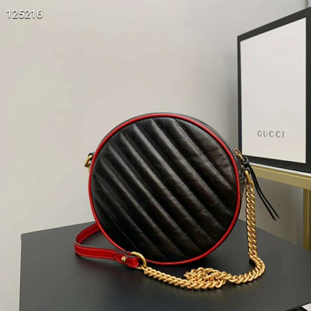 Gucci GG Women GG Marmont Mini Round Shoulder Bag-Black