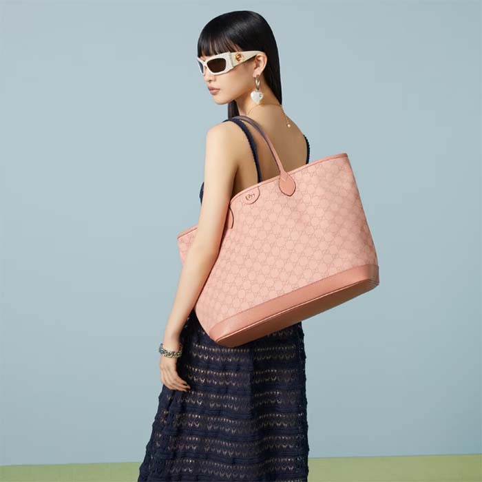Gucci Unisex Ophidia GG Large Tote Bag Pink GG Canvas Double G