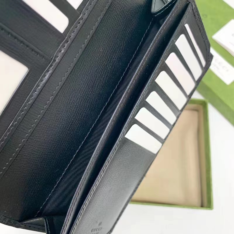Gucci Unisex GG Long Wallet Interlocking G Black GG Supreme Canvas