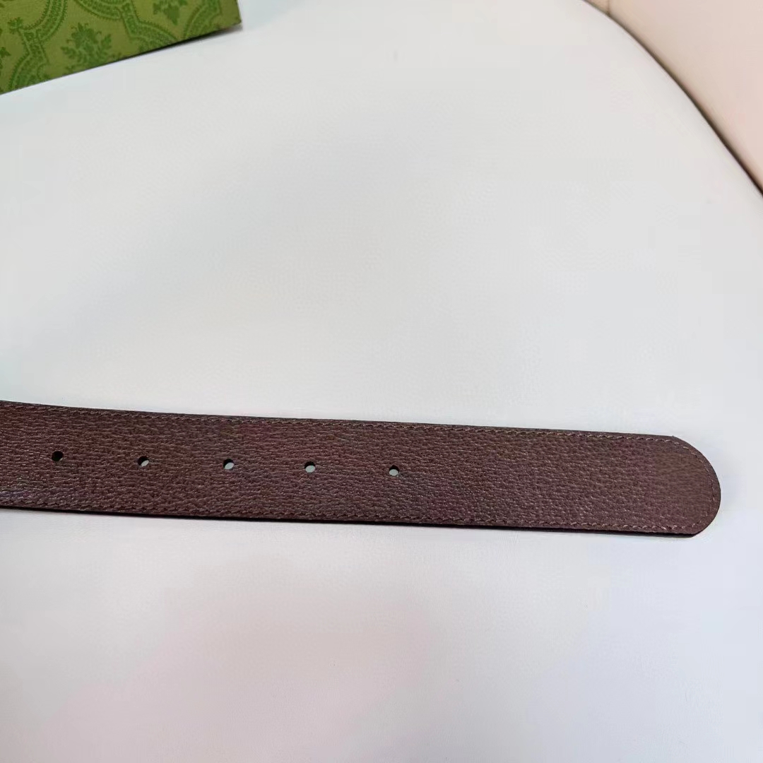 Gucci Unisex Reversible Belt Square G Buckle Beige Ebony GG Supreme Canvas Reverses Brown