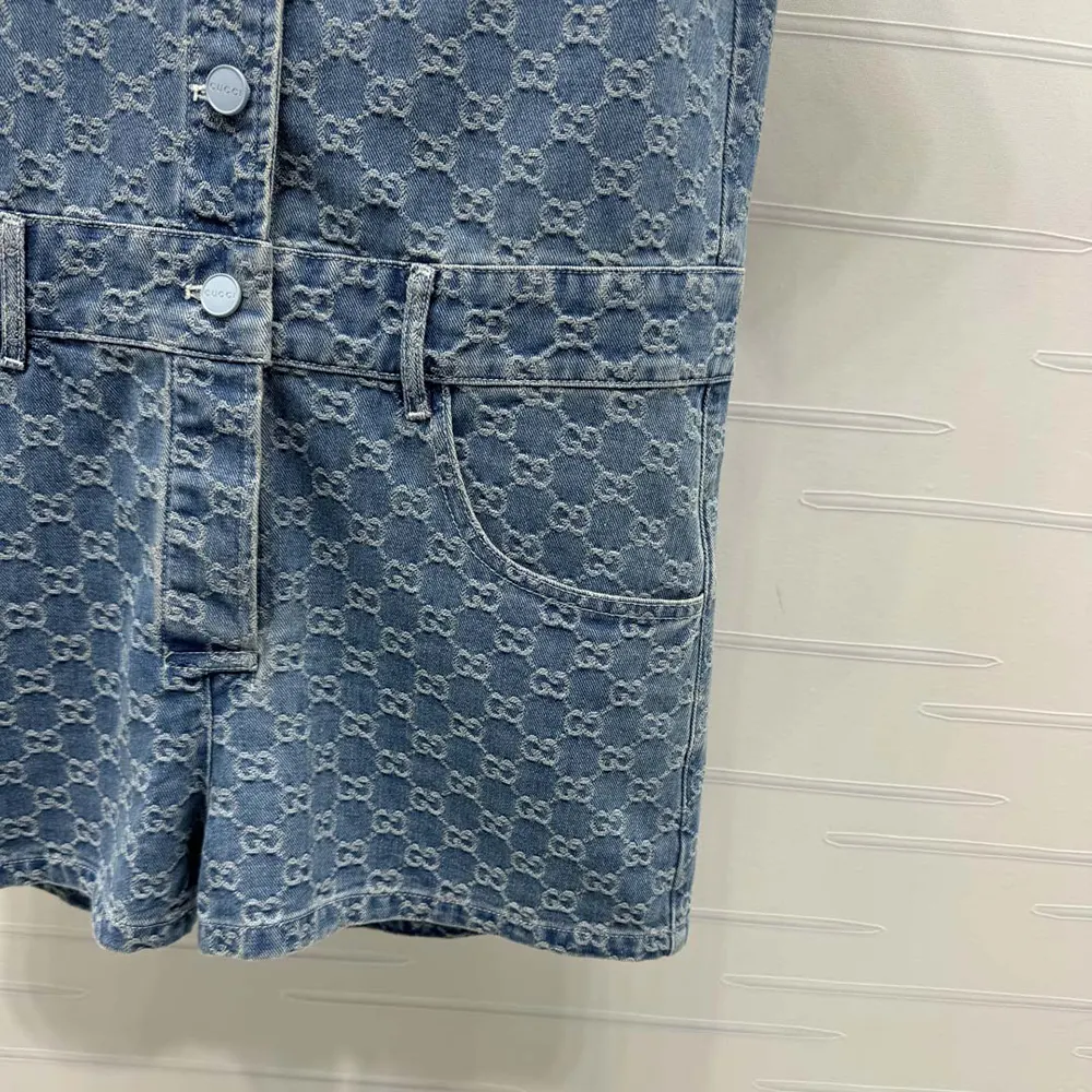 Gucci Women GG Denim Jacquard Jumpsuit 828549 XDDB2
