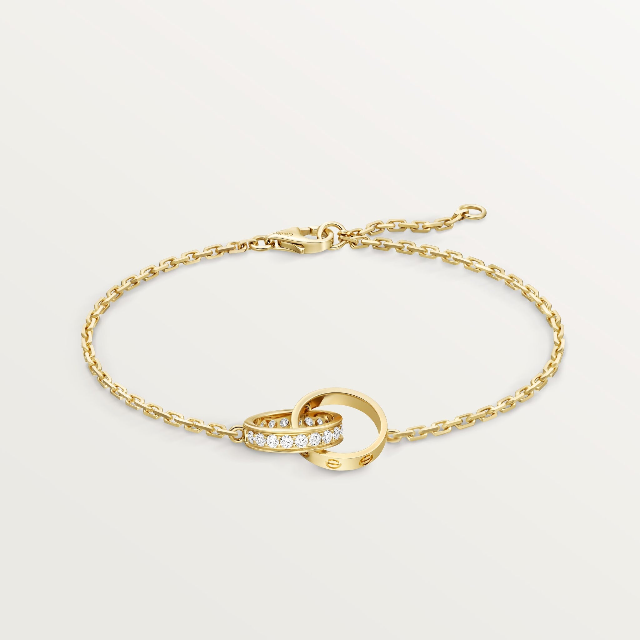 CARTIER LOVE BRACELET, ON CHAIN, SEMI-PAVED