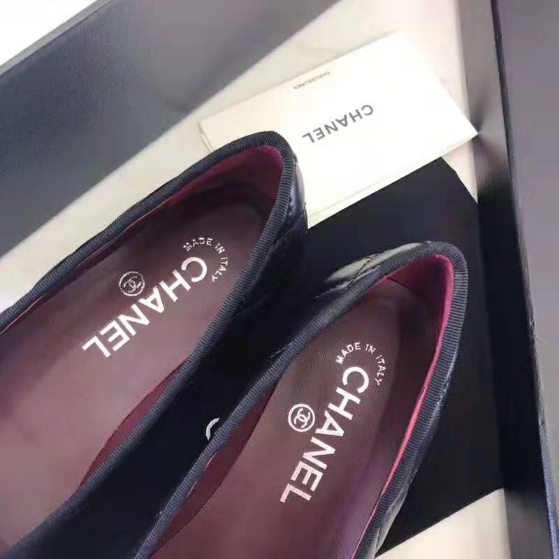 Chanel Women Ballerinas in Aged Calfskin Leather-Black