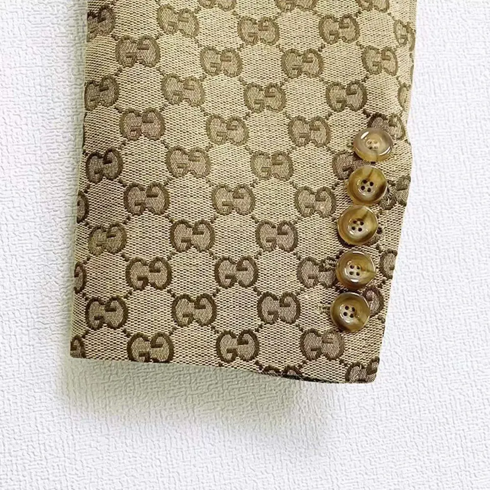 Gucci Men Wool Jacket with GG Shadow-Beige