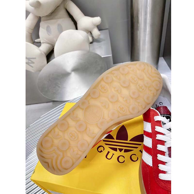 Gucci Unisex Adidas x Gucci Gazelle Sneaker Red Suede Trefoil Embossed