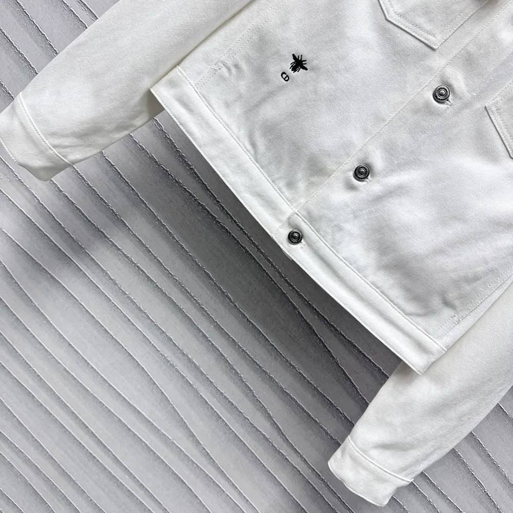 Dior Men Jacket Ecru Cotton Denim with Gold-Tone Dior Astral Motif