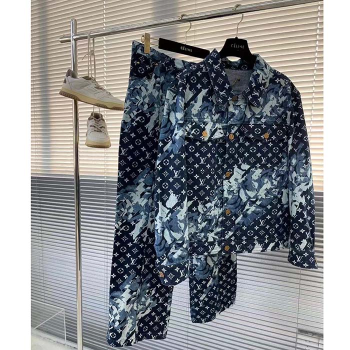 Louis Vuitton Women LV Monogram Printed Denim Jacket Regular Fit Printed Monogram Flower