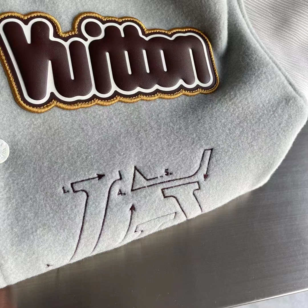 Louis Vuitton Women LV Varsity Leather Blouson Cropped Fit Epi Leather Sleeves Shirt Collar Cotton Wool