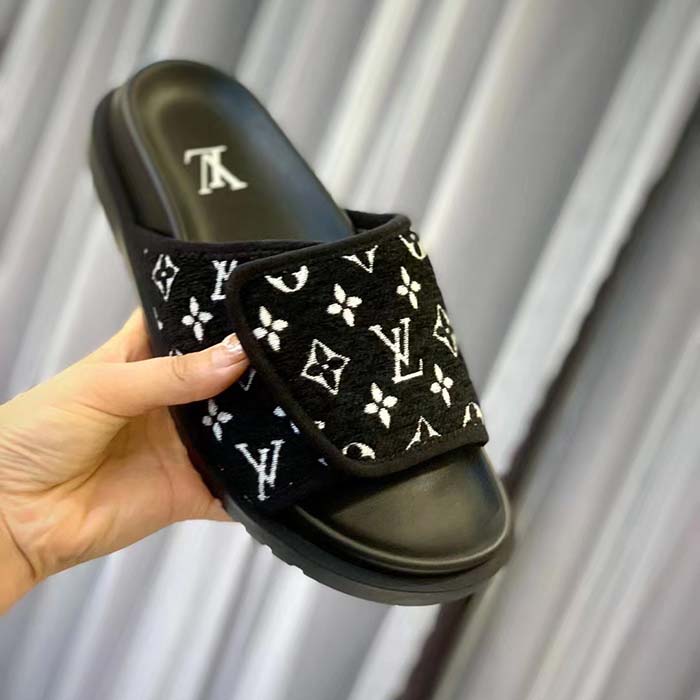 Louis Vuitton LV Unisex Miami Mule Black Mini Monogram Textile Anatomic Micro
