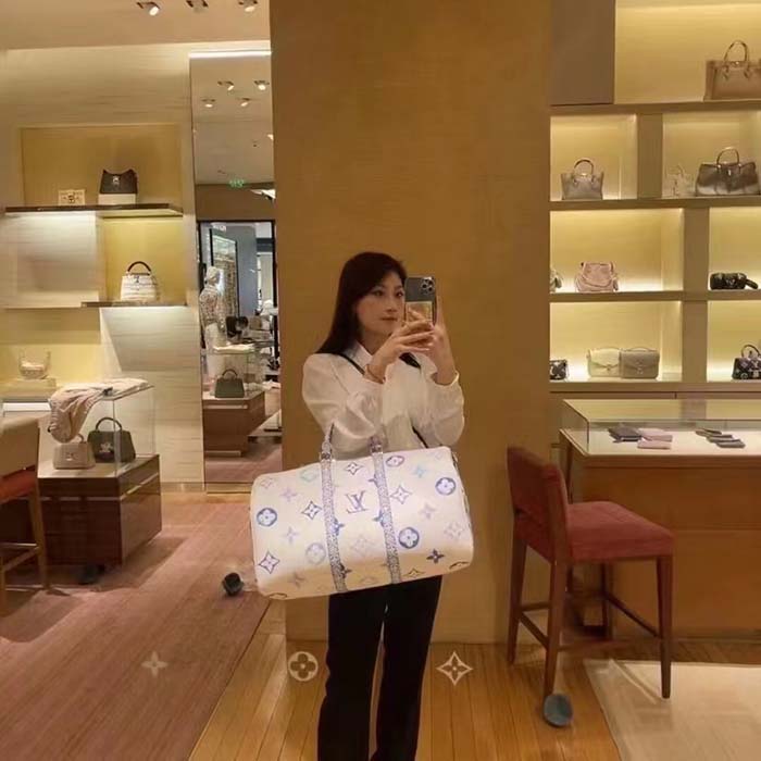 Louis Vuitton LV Unisex Keepall Bandoulière 45 Monogram Coated Canvas Textile Lining