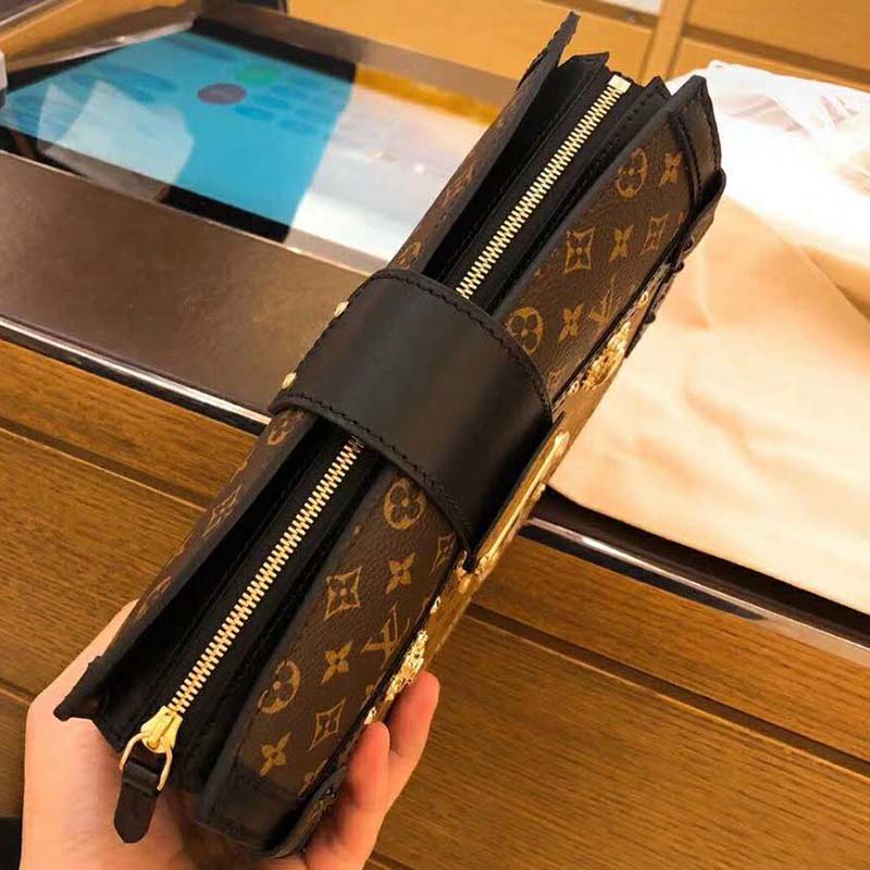 Louis Vuitton LV Women Trunk Clutch Handbag in Monogram and Monogram Reverse Canvas