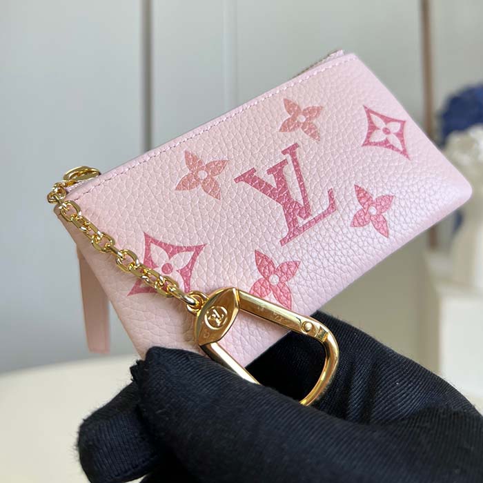 Louis Vuitton LV Women Key Pouch Pink Monogram Empreinte Embossed Supple Grained Cowhide Leather