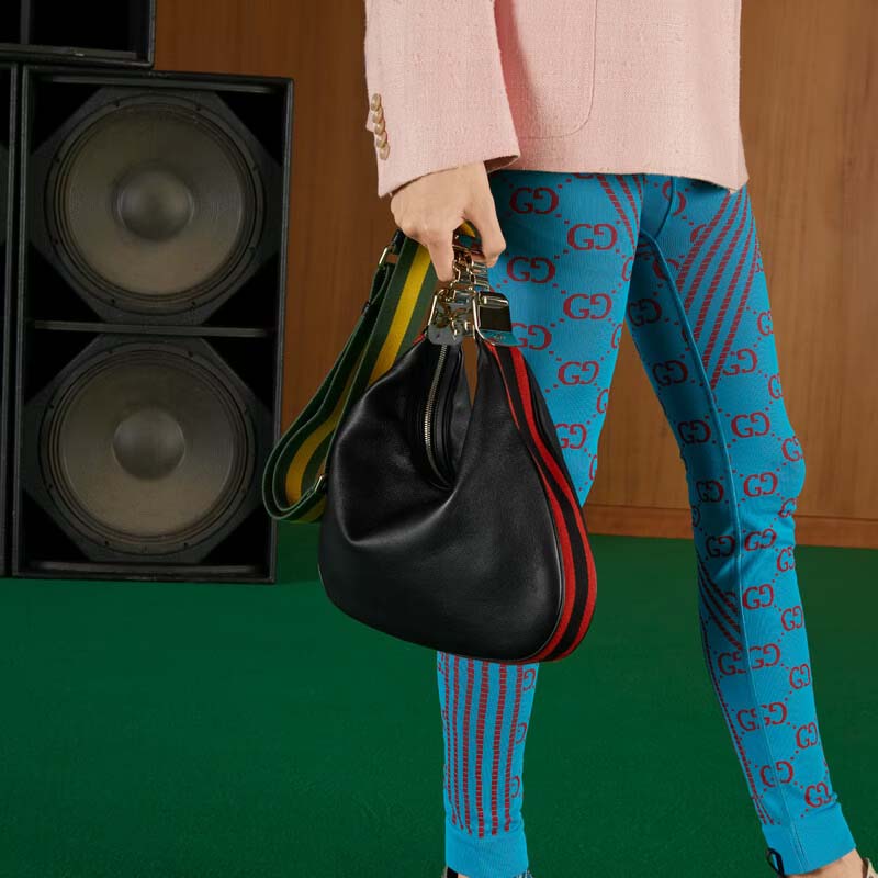 Gucci Women Attache Large Shoulder Bag Black Leather