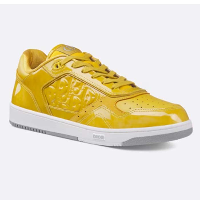 Dior Unisex CD B27 Low-Top Sneaker Yellow Patent Calfskin Dior Oblique Gravity Leather